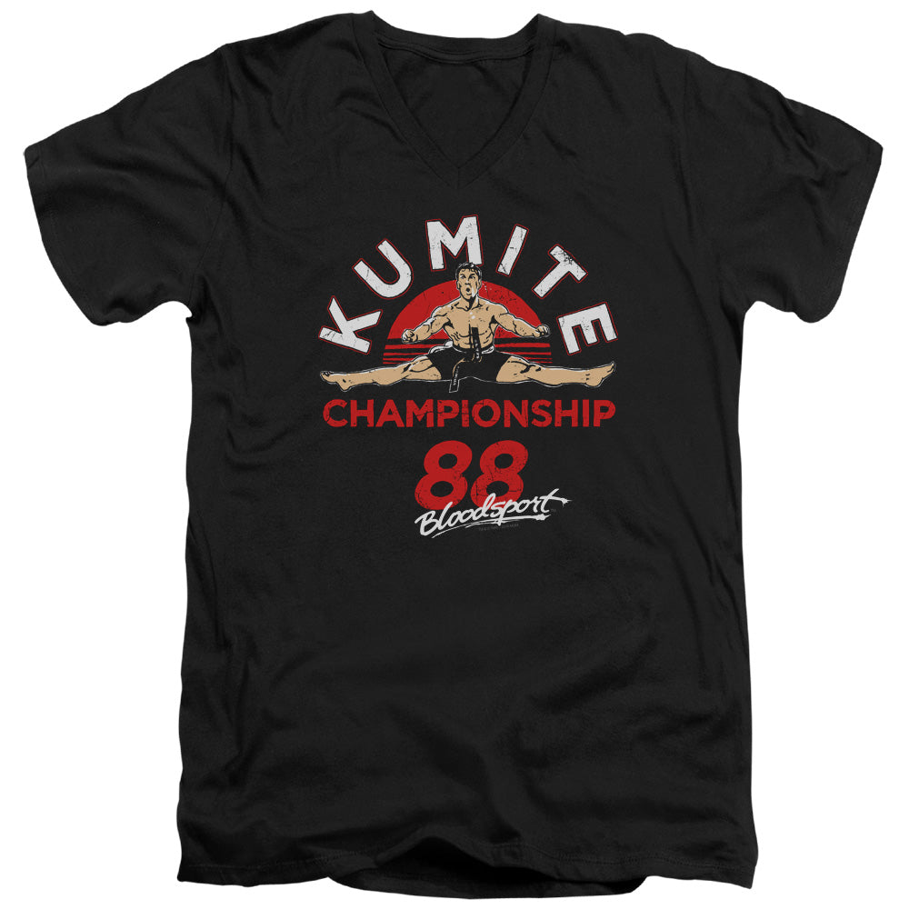 Bloodsport Championship 88 Mens Slim Fit V-Neck T Shirt Black Officially Licensed