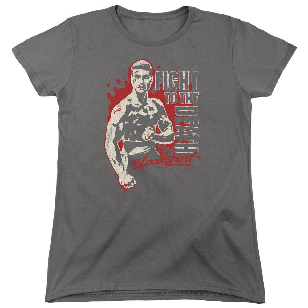 Bloodsport To The Death Womens T Shirt Charcoal Officially Licensed