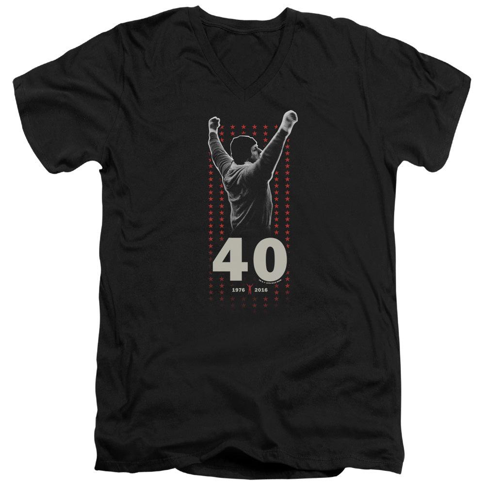 Rocky Stars Mens Slim Fit V-Neck T Shirt Black Officially Licensed
