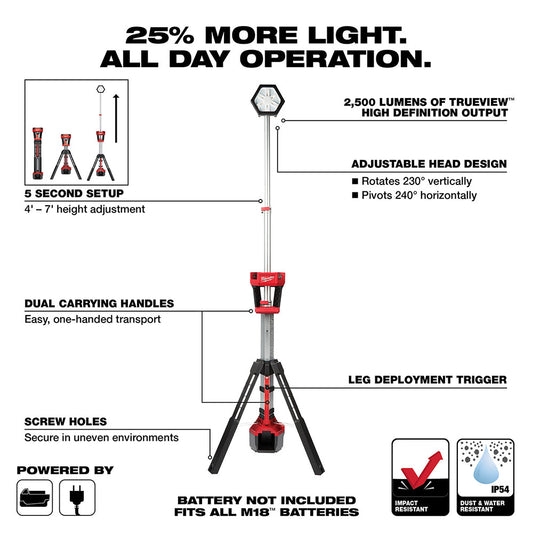 Milwaukee 2131-20 M18⢠ROCKET⢠Dual Power Tower Light