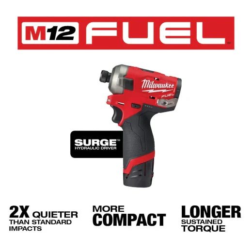 Milwaukee 2551-22 M12 FUEL⢠SURGE⢠1/4" Hex Hydraulic Driver Kit