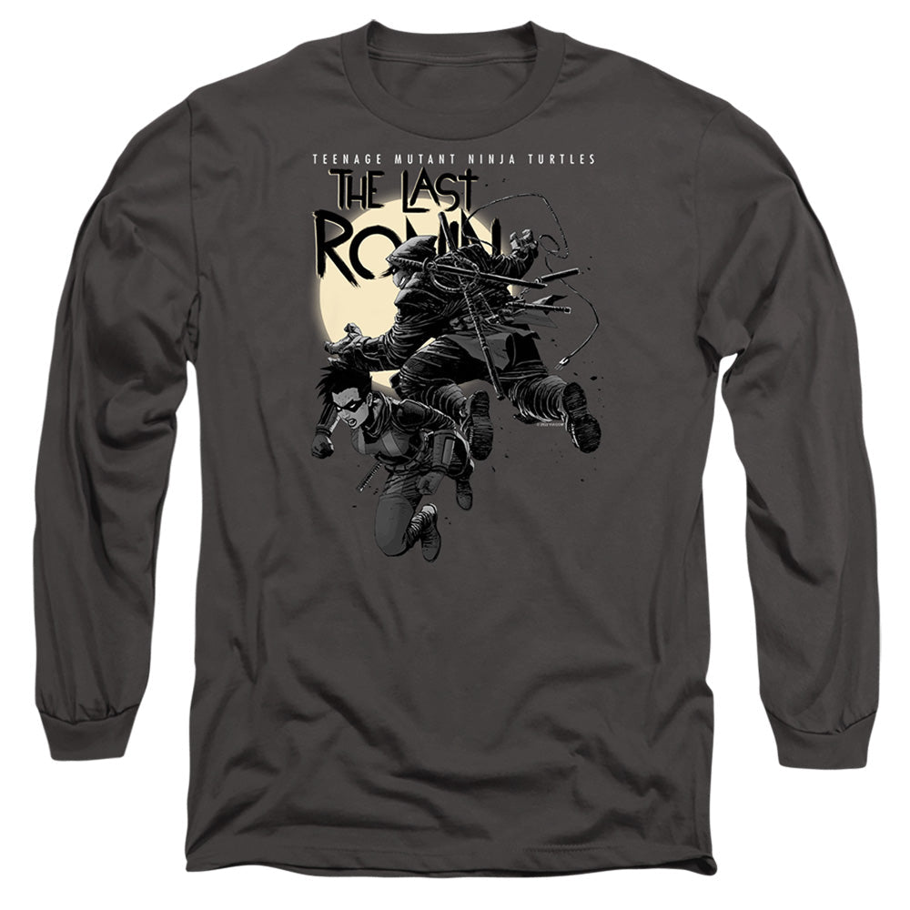 Tmnt Casey Marie Jones Leaping Mens Long Sleeve Shirt Charcoal Officially Licensed