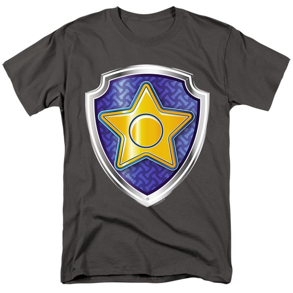 Paw Patrol Chase Badge Mens T Shirt Charcoal Officially Licensed