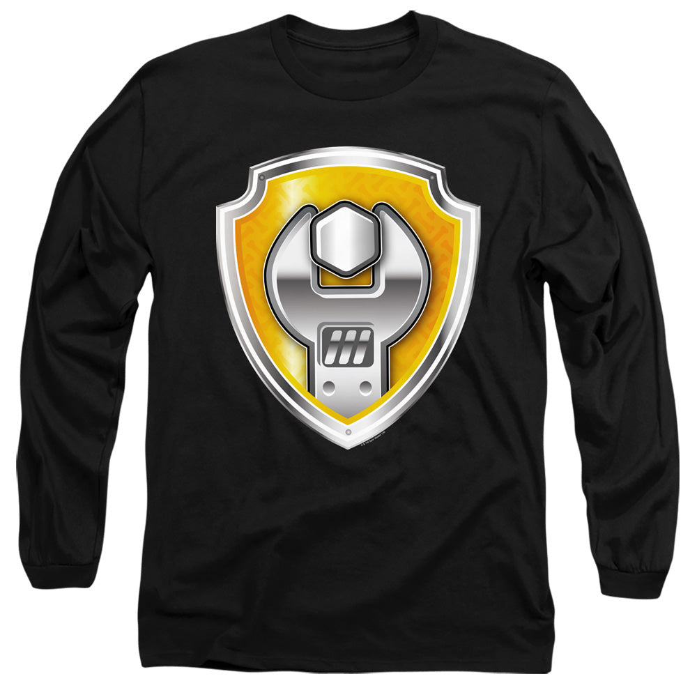 Paw Patrol Rubble Badge Mens Long Sleeve Shirt Black Officially Licensed