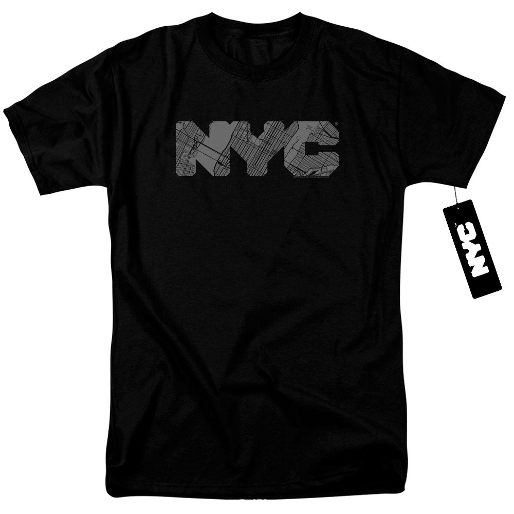 New York City Nyc Map Fill Mens T Shirt Black Officially Licensed