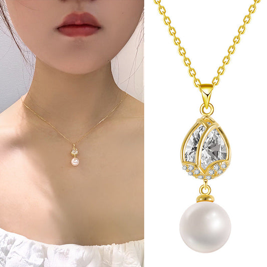 S925 Silver Tulip Pearl Necklace