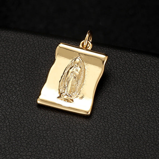 14K Gold Micro Inlaid Zircon Pendant