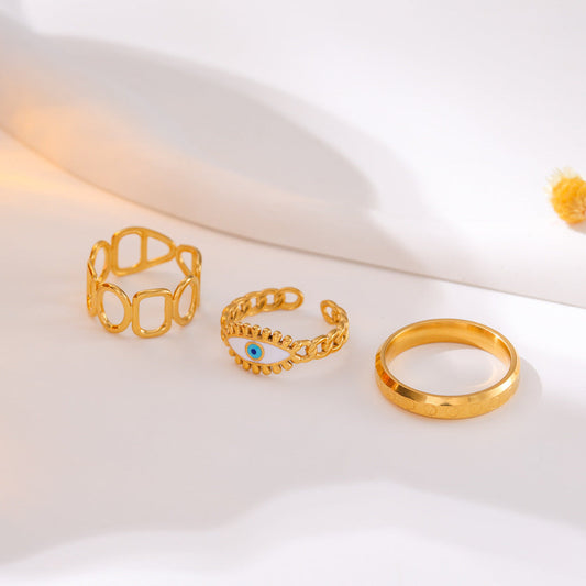 Golden Stainless Steel O-shaped Square Ring Suit