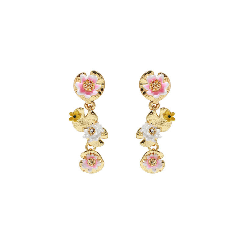 Water Lily Lotus Leaf Earrings