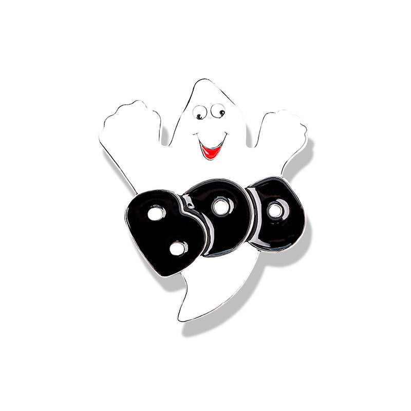 Halloween Cartoon Pumpkin Head Broom Brooch
