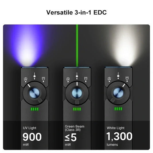 OLIGHT ARKFELDPRO3RBKCWV3 Arkfeld Pro Flat EDC Flashlight with LED Light UV and Laser - Black