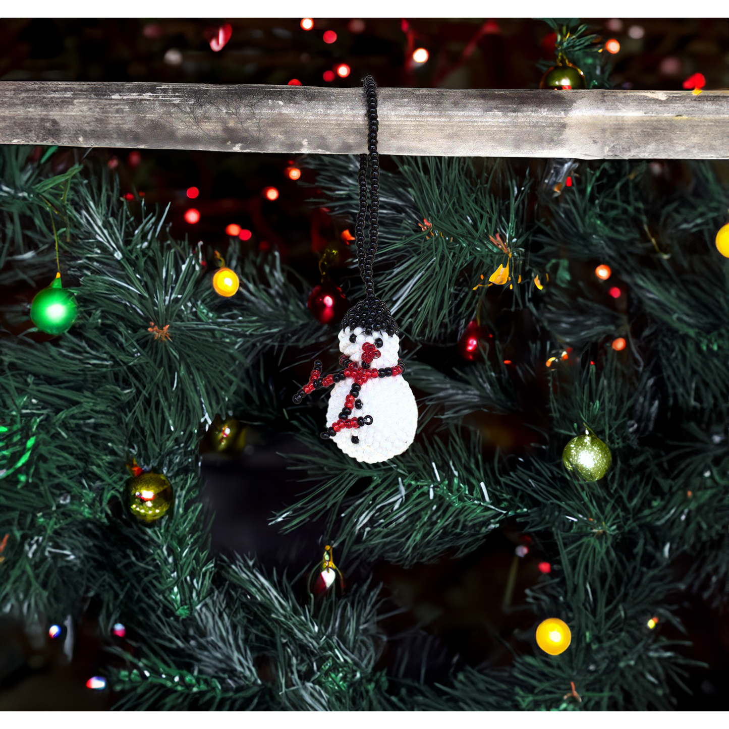 Snowman Seed Bead Ornament - Guatemala