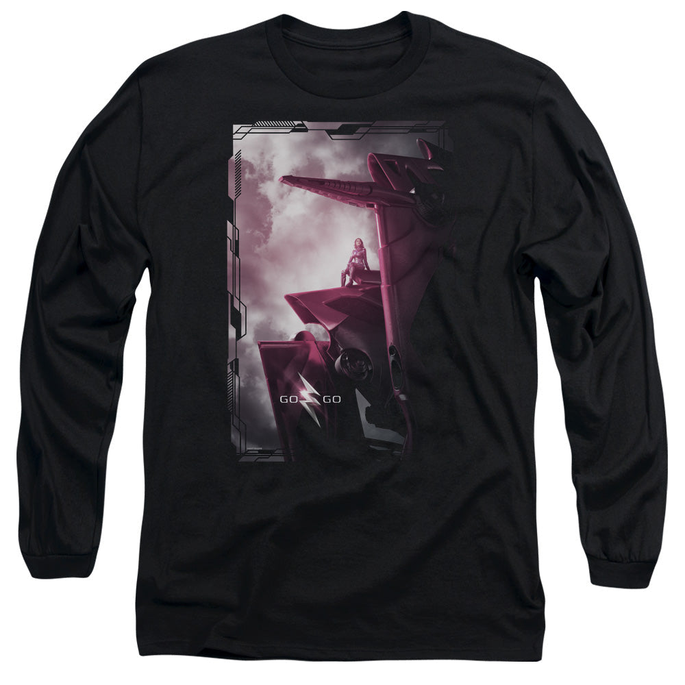 Power Rangers Pink Zord Poster Mens Long Sleeve Shirt Black Officially Licensed