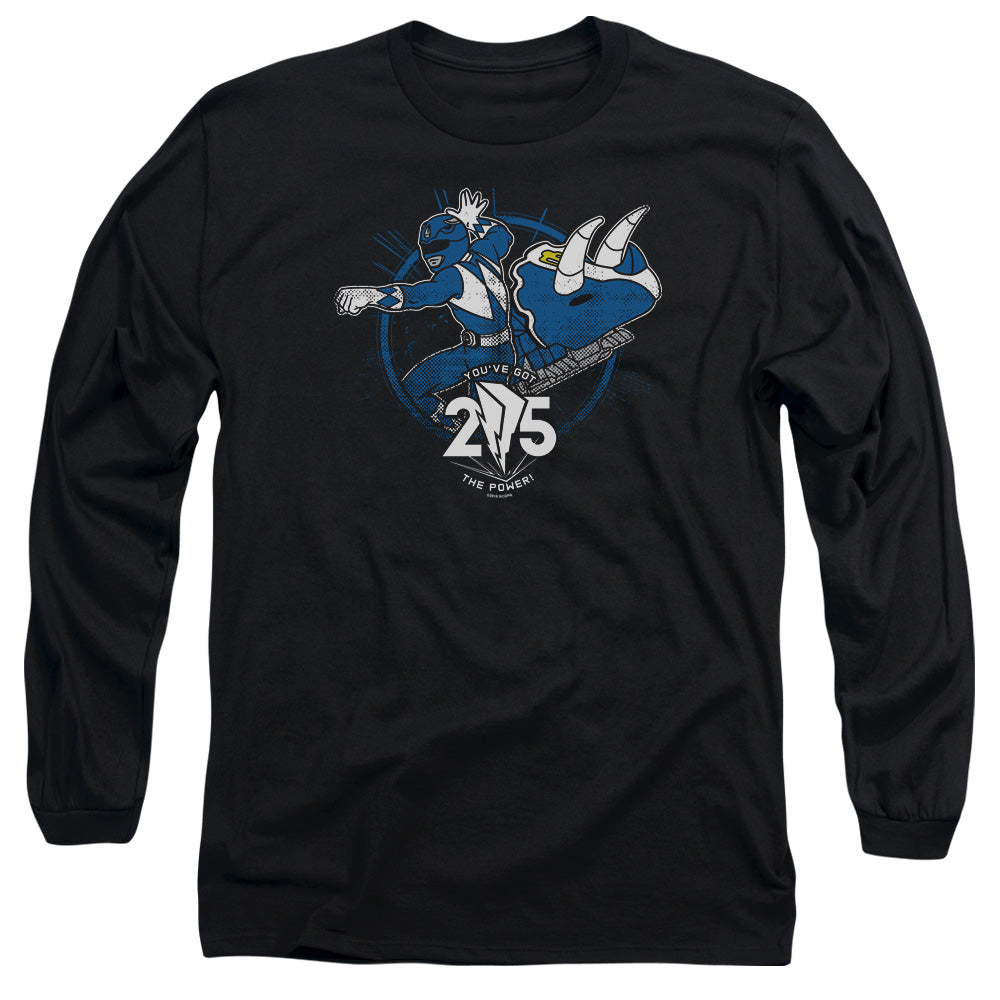 Power Rangers Blue 25 Mens Long Sleeve Shirt Black Officially Licensed