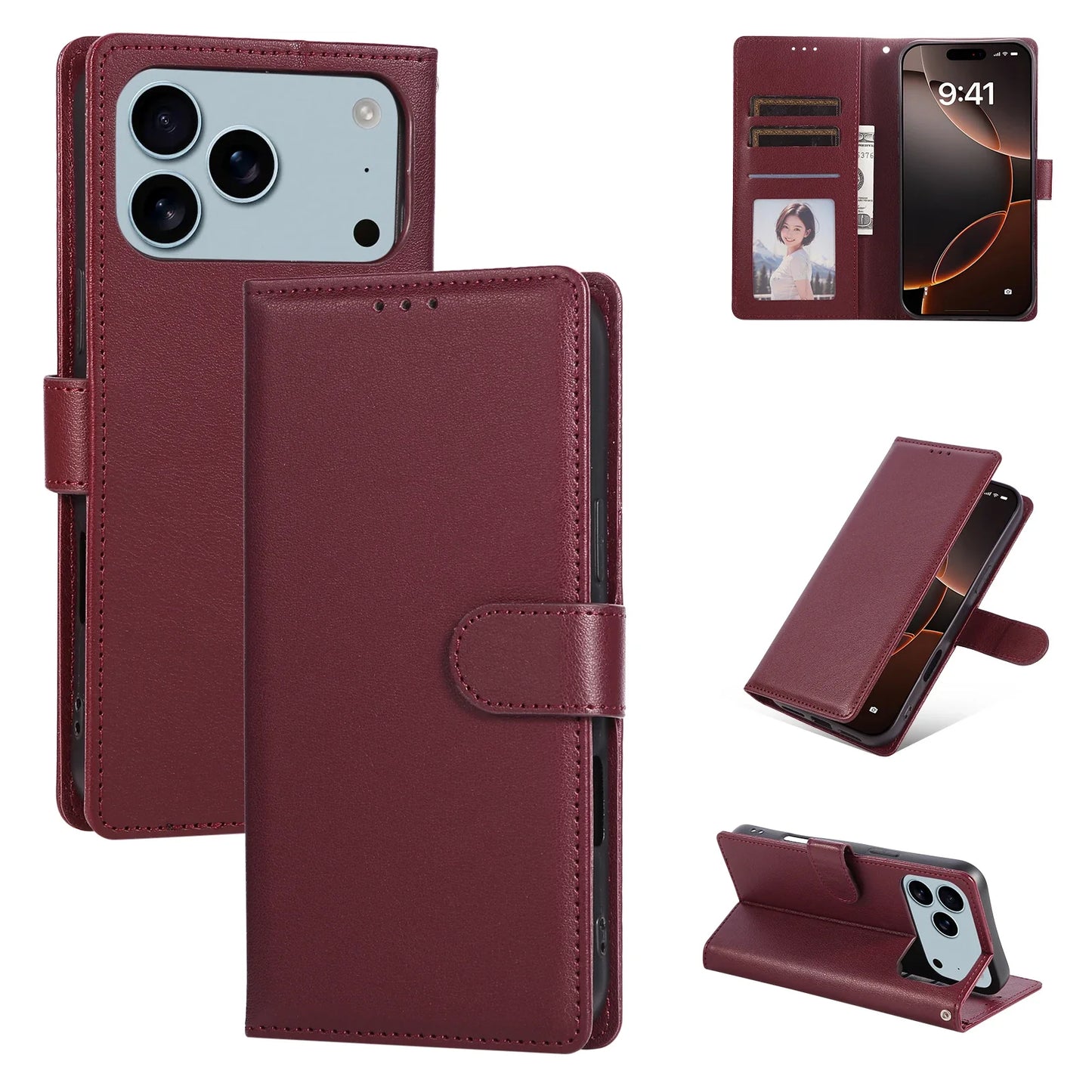 PU Leather Wallet Phone Case For iPhone 17 Pro Max 17 Pro 17 Air 17 16 15 14 Flip Cover Protective Magnetic With Picture Frame