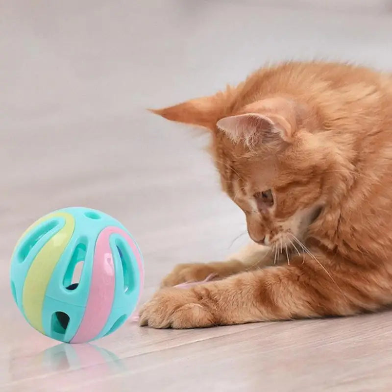 Cat Toy With Bell Cat Pounce Jinggle Ball Hollow Cat Jingle Balls Interactive Cat Toys Kitten Chasing Toys For Kitten Cats - THOOBO!