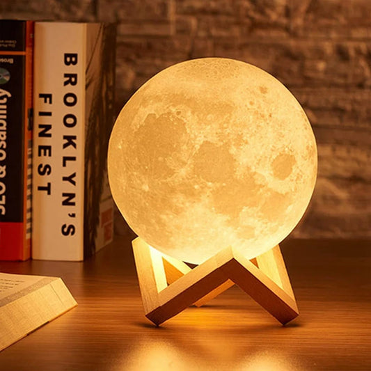 GalaxyGlow Mini Moon Light – LED 3D Lunar Lamp with 7-Color Cycle, Battery-Powered Book Light & Night Light for Kids’ Bedrooms & Gifting Magic - THOOBO!