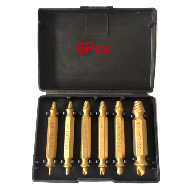 6pcs Damaged Screw Extractor Set: Double Head Screw Remover Tools for Easy Out Bolt Extractor & Broken Head Screw Removers - Hig - THOOBO!