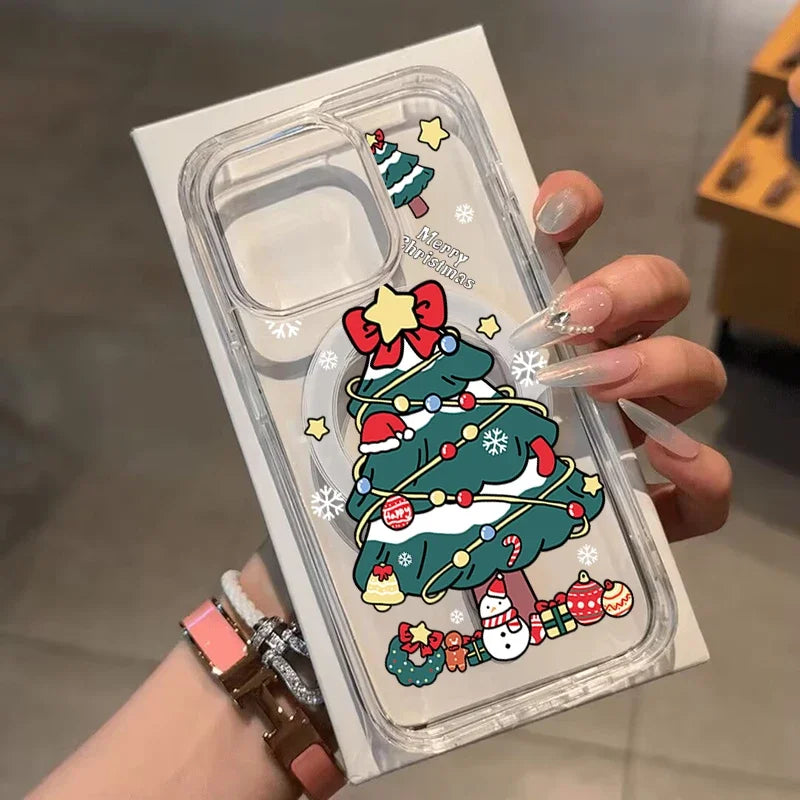 Merry Christma Gift Magsafe Wireless Charger Case For Iphone 17 16 Pro Max 17 Air 15 14 12 13 11 Pro Max 12 13 Mini Phone Casing