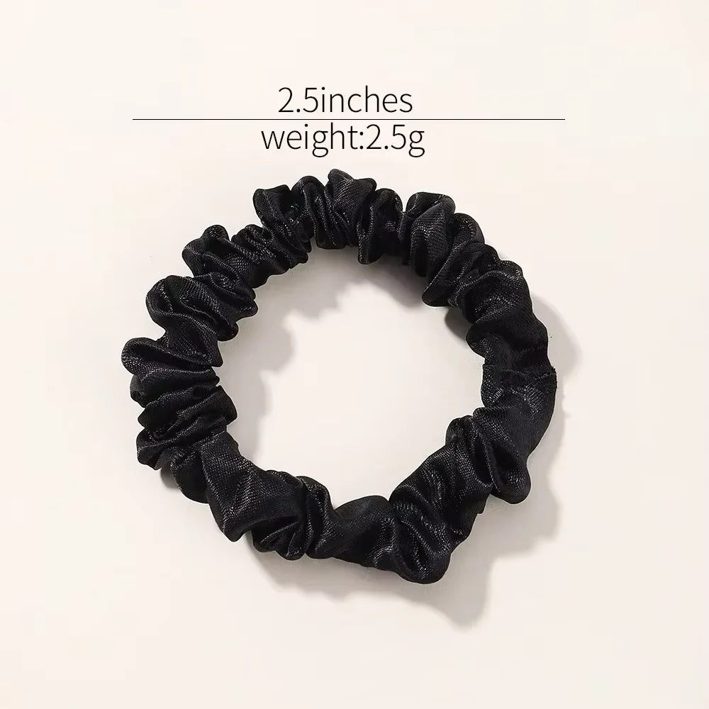 6Pcs Elegant Hair Scrunchies Women Minimalist Simulation Silk Hair Ties Solid Color Elastic Hair Loop Ponytail Hair Accessories - THOOBO!