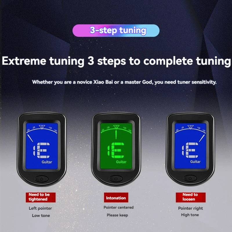 NEW Rechargeable Guitar Tuner For All Instruments Clip on Electronic Tuner for Guitar Bass Ukulele Violin Mandolin Banjo - THOOBO!