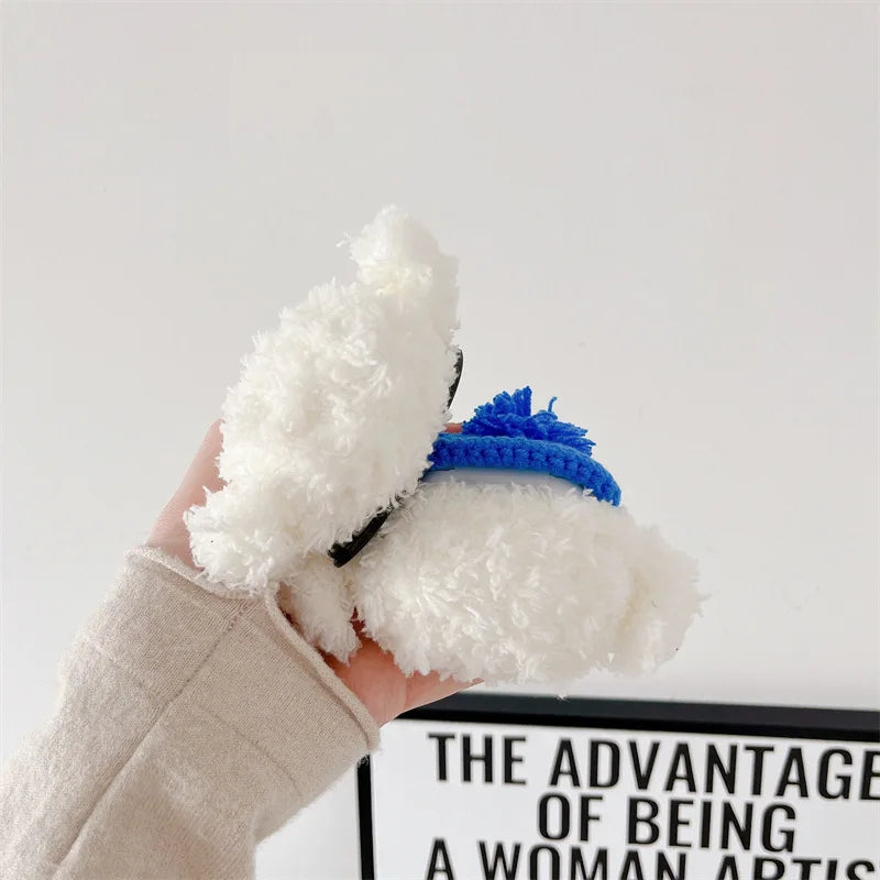 Cute Fur Sunglasses Dog Cover For Airpods Pro 2 Case Plush Wireless Earphone Bluetooth Protective Case For Airpods 4 3 2 1