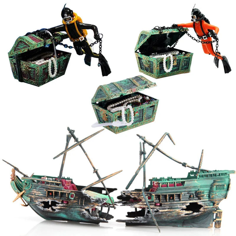 Titanic Trouble: Split Shipwreck Aquarium Adventure Decor