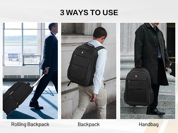 OIWAS AeroRoll 20" Convertible Trolley Backpack — Waterproof Business & Travel Carry-On with Laptop Compartment