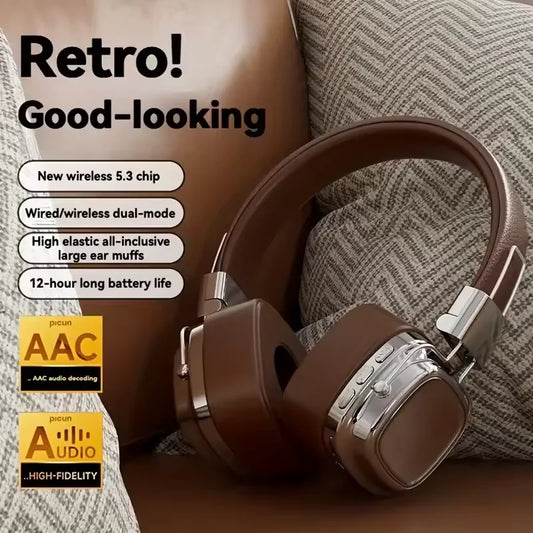 2025 New 5.3 Foldable Wireless Bluetooth Headsets Headset Gamer Choice Retro Over Ear Headphones DJ Stereo Sounds Bluetooth