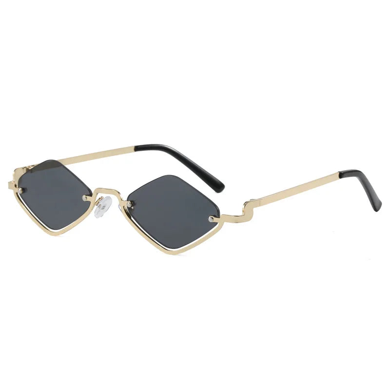Throwshade Rhombus Cut Retro Sunnies – Geometric UV400 Alloy Frame Sunglasses for That Vintage Rockstar Flex