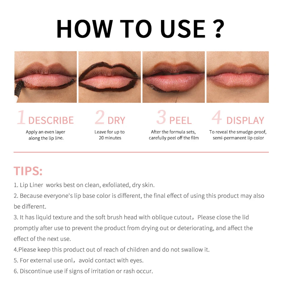 Tattoo Tease Lip Liner – Waterproof Peel-Off Lip Tint for Bold, Smudge-Free Color with a Satisfying Tear-Off Finish