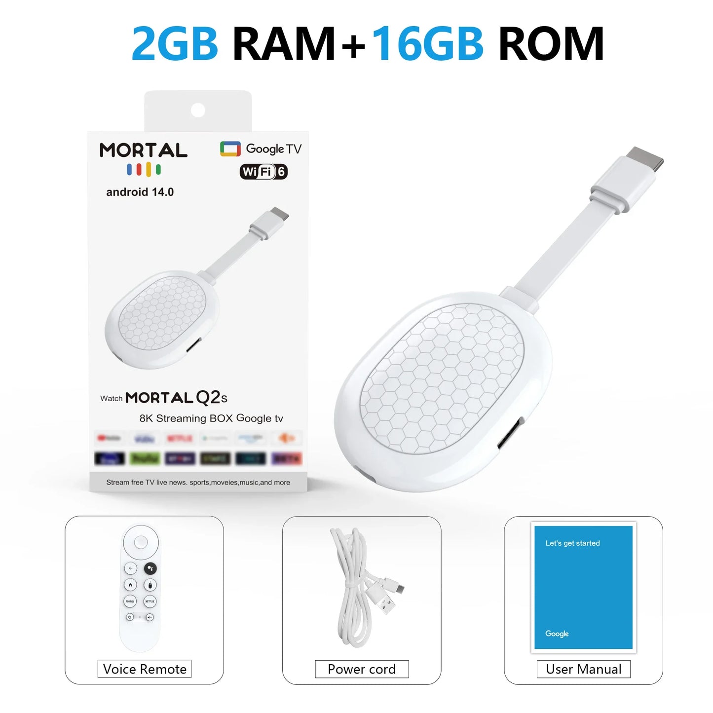 Factory directly Android 14 Allwinner H313 TV stick Mortal Q2S Dongle Support Youtube google Wifi6 BT5.0 8K Voice Remote TV BOX