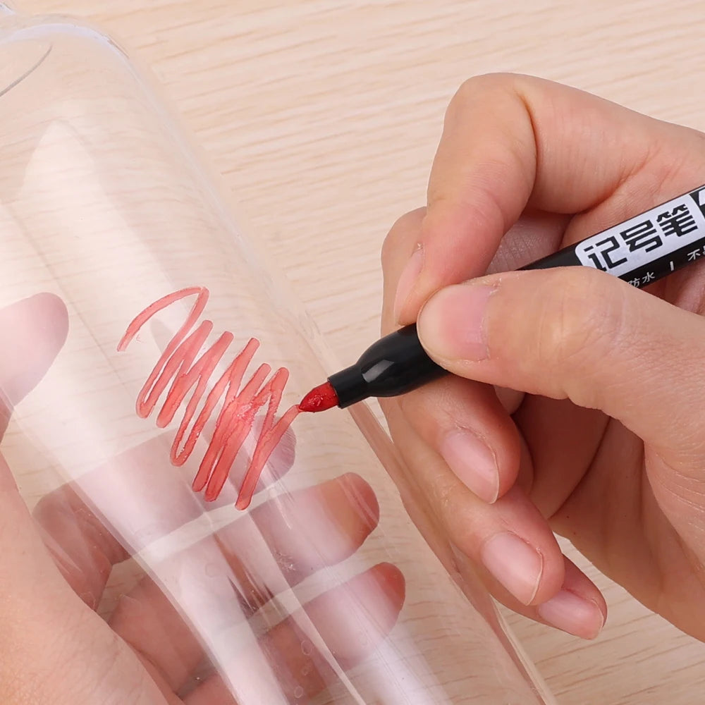 Permanent Marker Pen Drawing Markers Black Blue Red Waterproof Ink Sketch Pens Stationery Art School Supplies For Glass Metal - THOOBO!