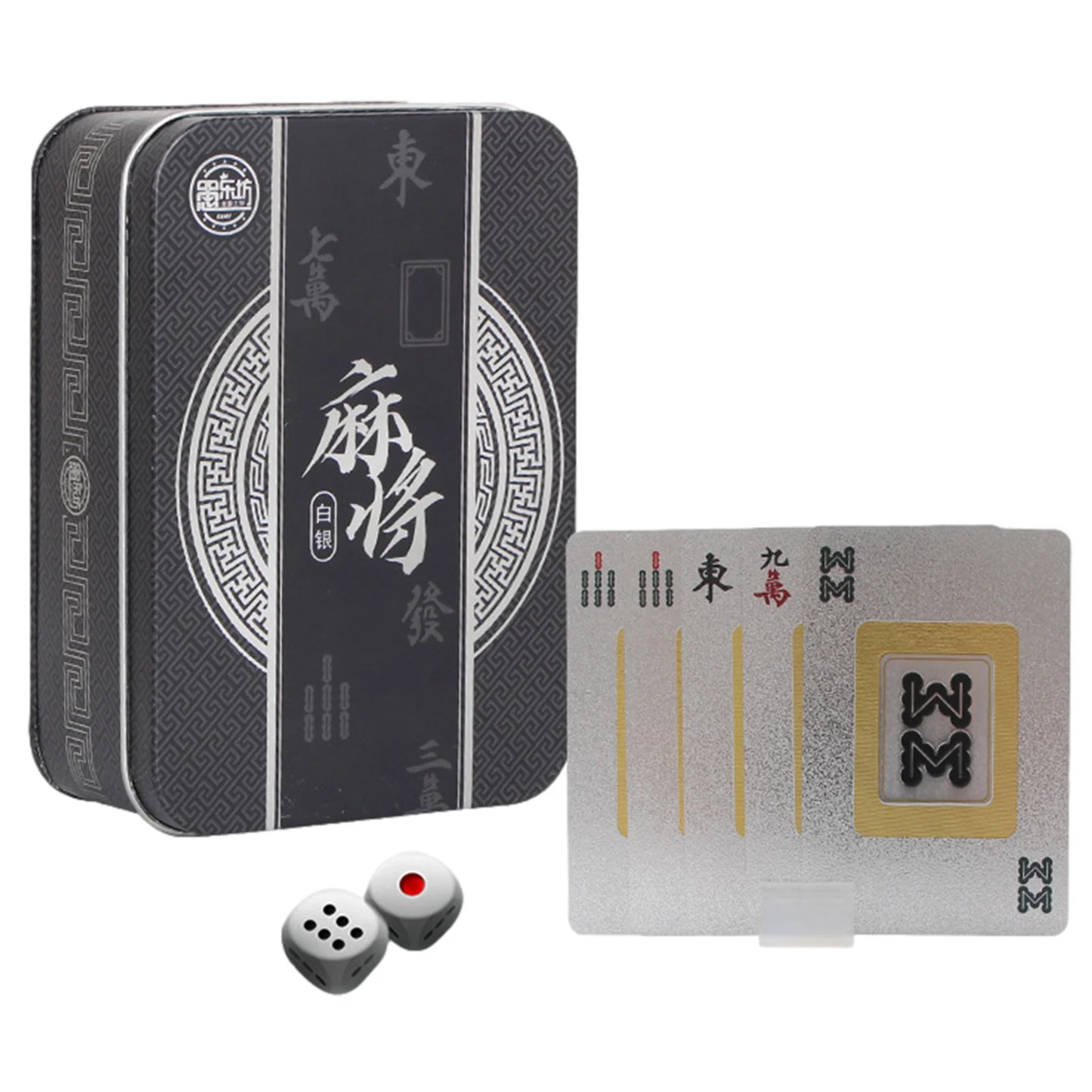 Frosted PVC Mahjong Poker Set – Waterproof 146-Piece Card Game in Deluxe Metal Box (Chinese & American Style)