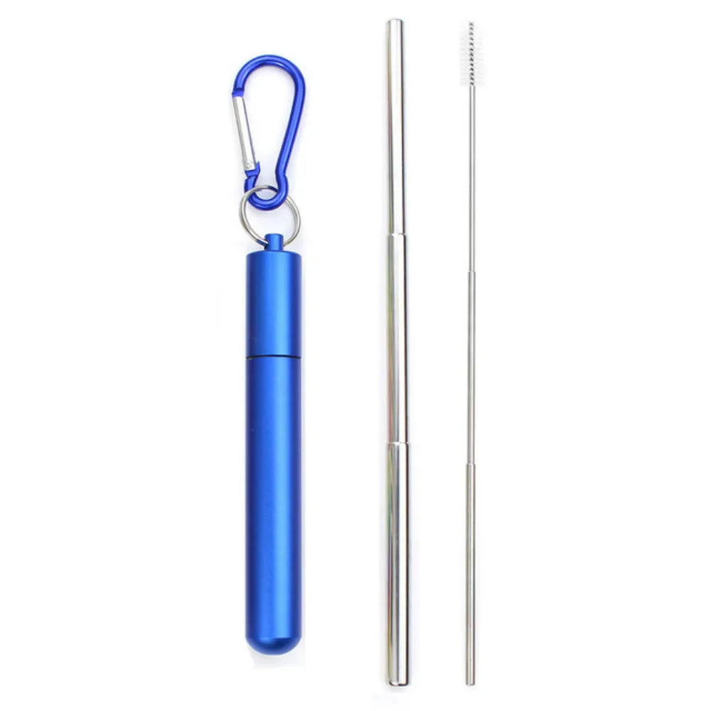 Sip Happens Stainless Steel Telescopic Straw Set – Collapsible, Portable, Eco-Friendly with Cleaning Brush & Travel Case