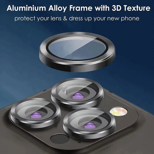 3-2PCS Camera Lens Protector For iPhone 16 Pro Max 16Pro 16Plus Metal Ring Protector Glass For iPhone 14 15 Plus Camera Lens
