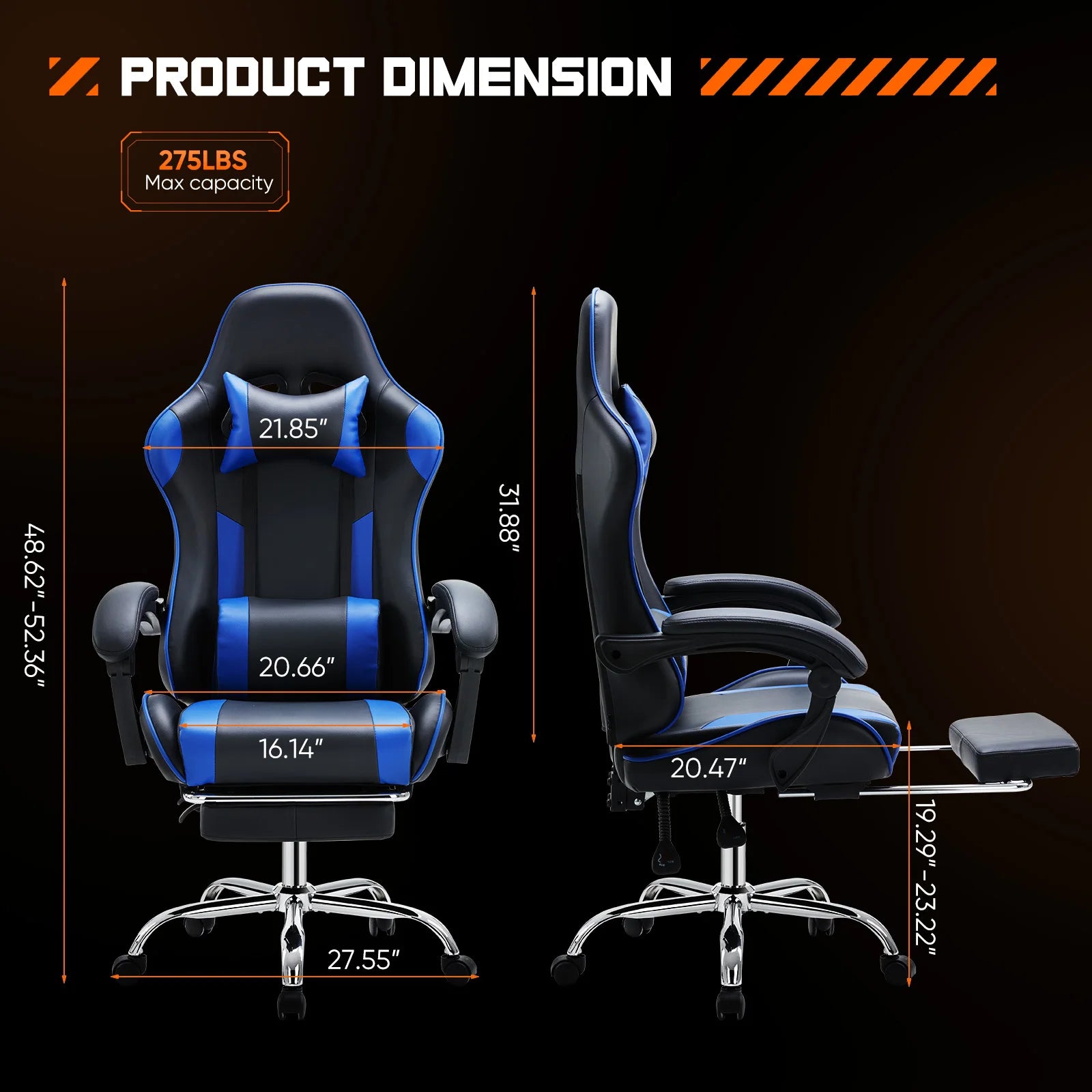 TurboFlex Racing Chair – Adjustable Swivel PU Leather Gaming & Office Throne with Headrest & Lumbar Support - THOOBO!