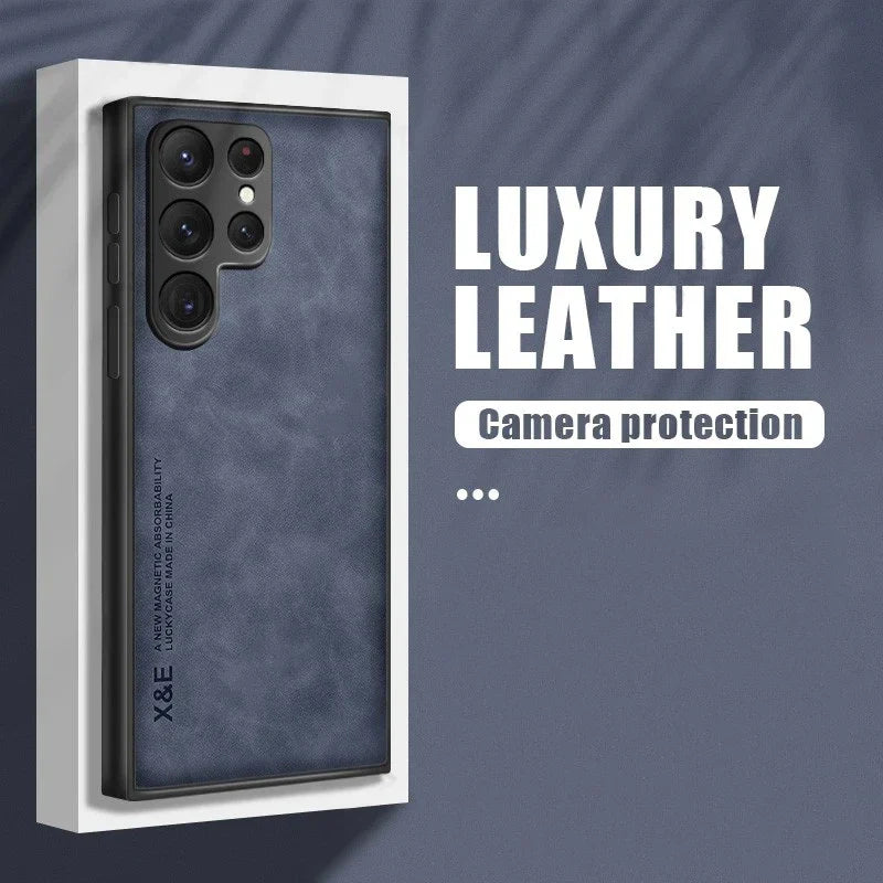 Sheepskin Magnetic Case For Samsung S25 S24 Ultra S22 Plus S21 S20 FE Cases For Samsung S23 Ultra Note 20 10 Leather Phone Cover