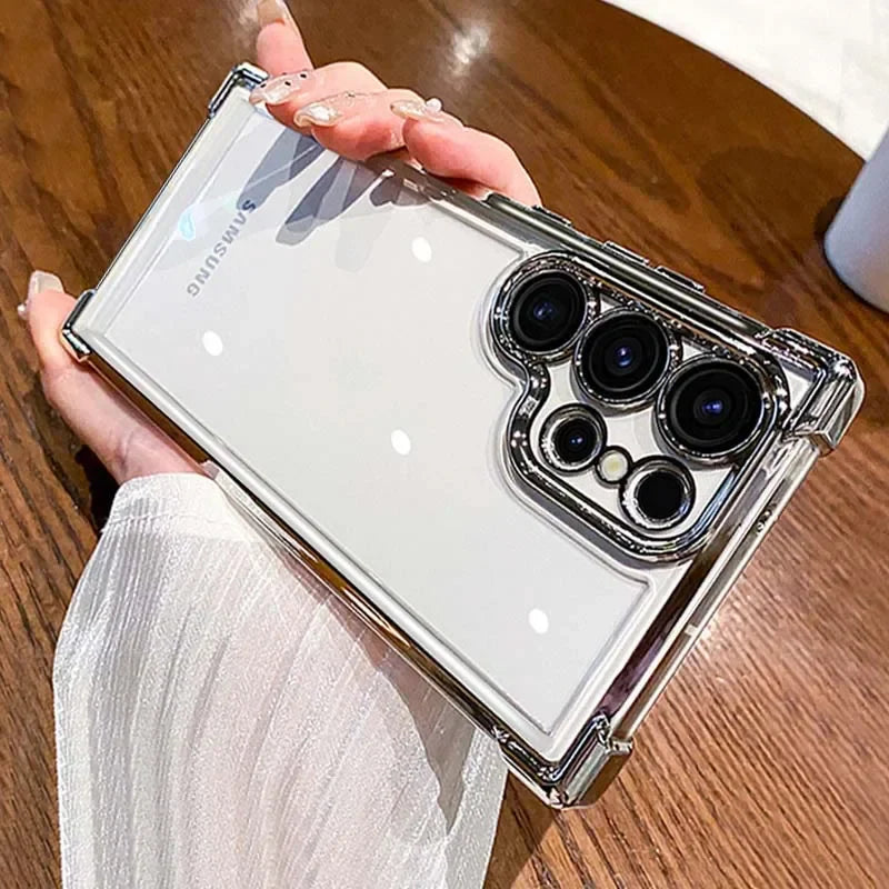 Luxury Shockproof Clear Case For Samsung Galaxy A55 A53 A35 5G S24 Ultra S23 FE S22Plus S21 S20 Hard Acrylic Hybrid Bumper Cover
