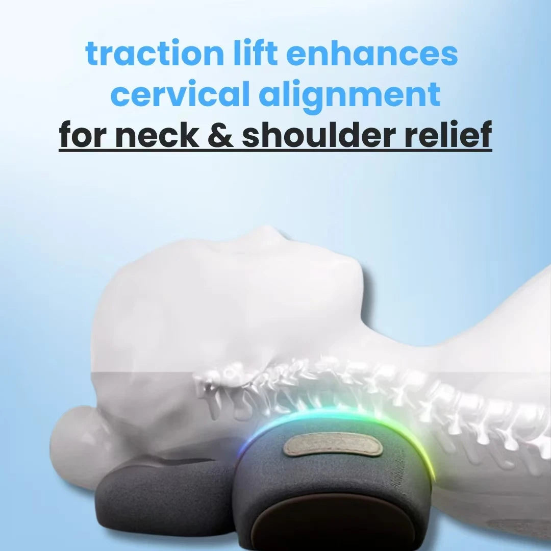 Neck-Fiesta Fusion: 3-in-1 Heat, Vibe & Stretch Pillow for Legends Who Carry It All - THOOBO!