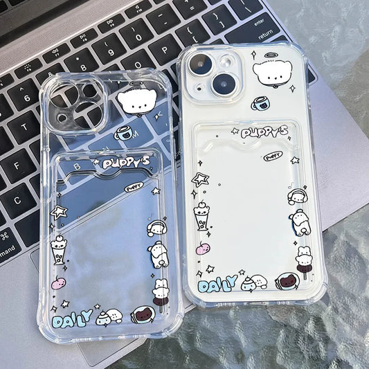 Cartoon Bear Phone Case For Samsung A54 A55 A15 A53 A52 A33 A35 A13 A34 A14 A24 A25 A06 A16 S21 S22 S23 S24 Ultra Card Bag Cover