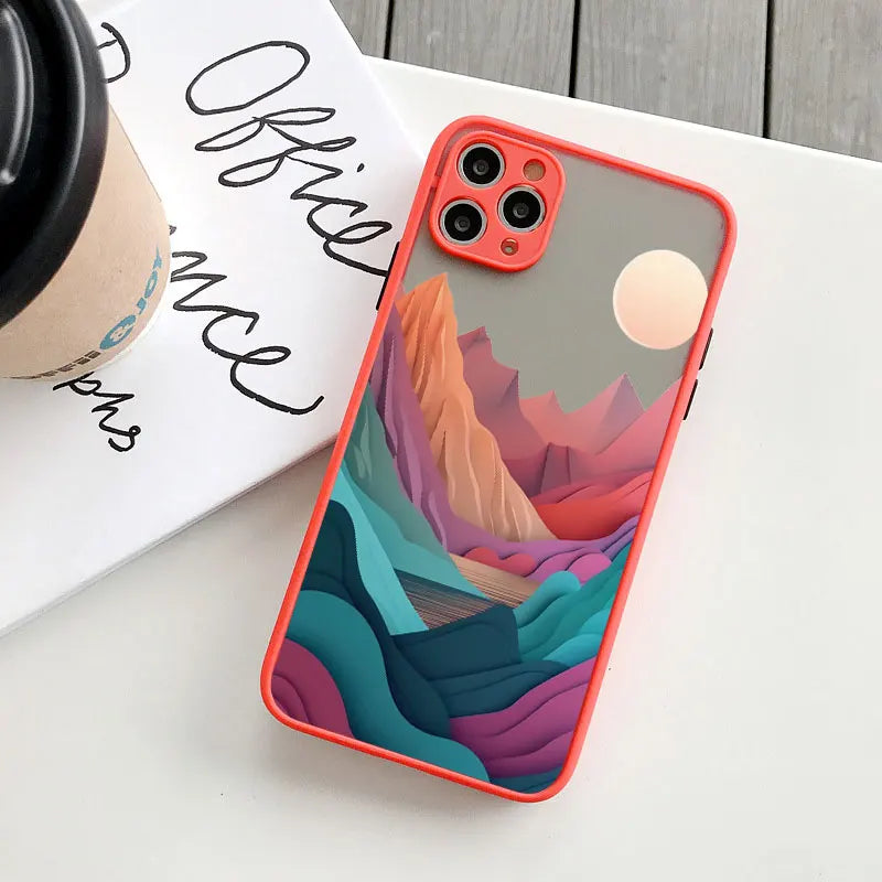 Printing Landscape phone case For iPhone 16 15 14 11 12 13 Pro Max Mini XS X XR 7 8 Plus SE2 Creative Mountains Shockproof Cover