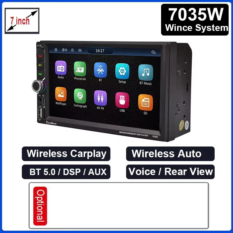 ESSGOO 7" Double Din CarPlay Android Auto Multimedia Player With HD Touchscreen & DSP Sound