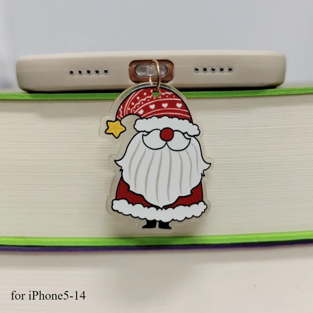 Gingerbread Man Christmas Dust Plug Type C Phone Charge Port Plug For iPhone Dust Protection Stopper Pendant Lady Friend Gift