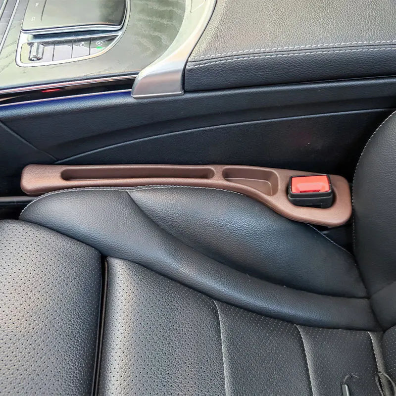 “Crumb Catchers Deluxe” – 2pc Universal Car Seat Gap Filler Duo w/ Leak-Proof Storage & Comfort Touch Strip