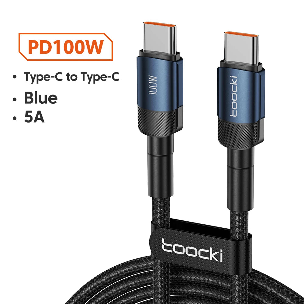 Toocki 100W Type C to USB C Cable PD 3.0 Quick Charge 4.0 Fast Charging Type C to Type C for iPhone 15 Macbook Samsung Xiaomi - THOOBO!