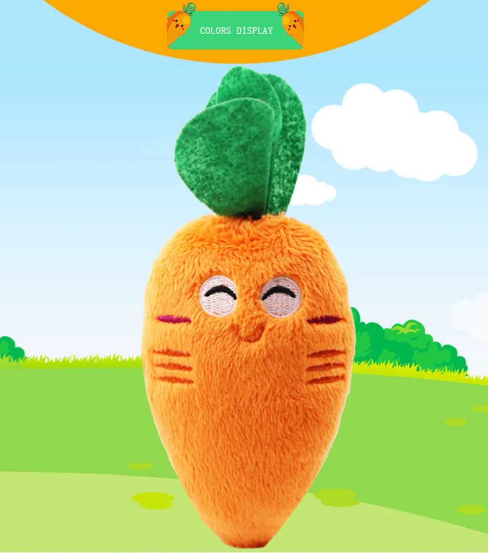 Chomp Charmers Plush Squeaky Bone & Carrot Toys – Built for Wiggles, Designed for Chewers!