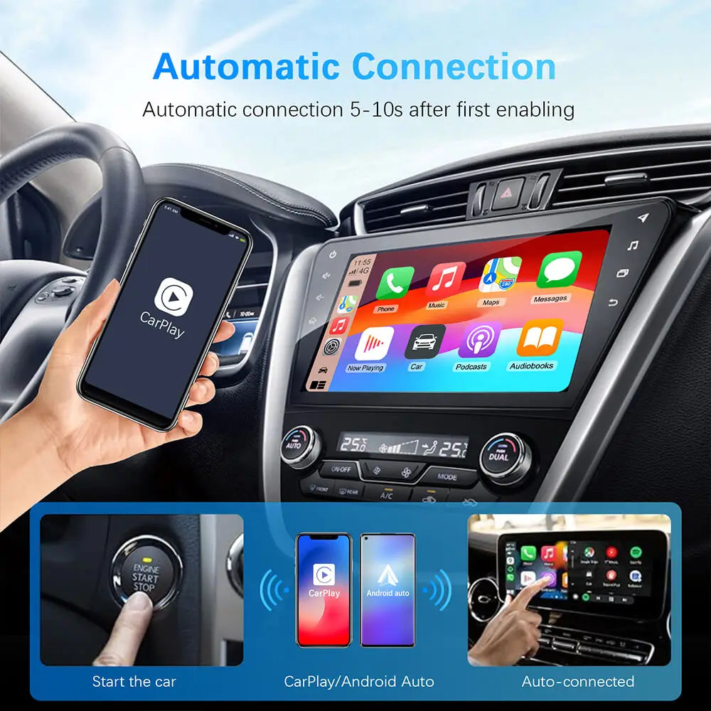 DriveMate DuoLink – 2-in-1 Wireless CarPlay & Android Auto Adapter | Plug & Play USB Converter for Factory OEM Systems