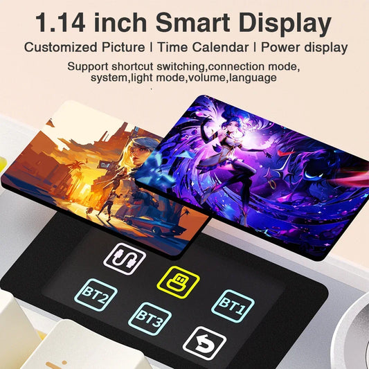 AULA F108 pro Wireless Bluetooth Keyboard Macro Gaming keyboard Gasket Hot-swap Full Size Keyboard with TFT Smart Display
