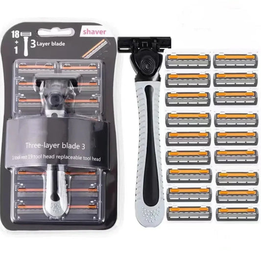 18-Head SmoothShave+ Razor Set – Reusable Triple-Blade Precision Razor for Women & Men | Face, Body, Underarm, Legs | Anti-Slip Grip & Imported Blade Power - THOOBO!